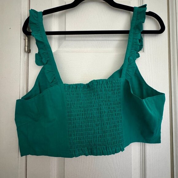 Express Green Ruffle Strap Crop Top – Size XL - Picture 5 of 6